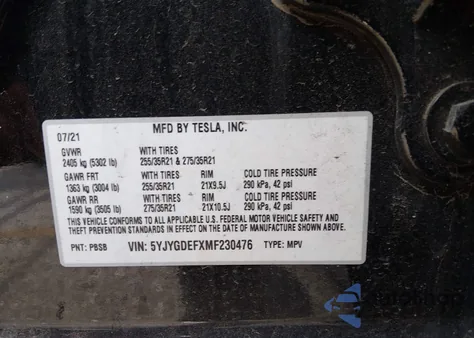 2021 Tesla Model Y Performance Dual Motor All-Wheel Drive from USA, damaged, VIN 5YJYGDEFXMF230476